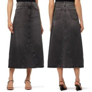 New Joe's Jeans Maxi Skirt In Faye Gray Black Denim A-Line Stretch Size 25 NWT